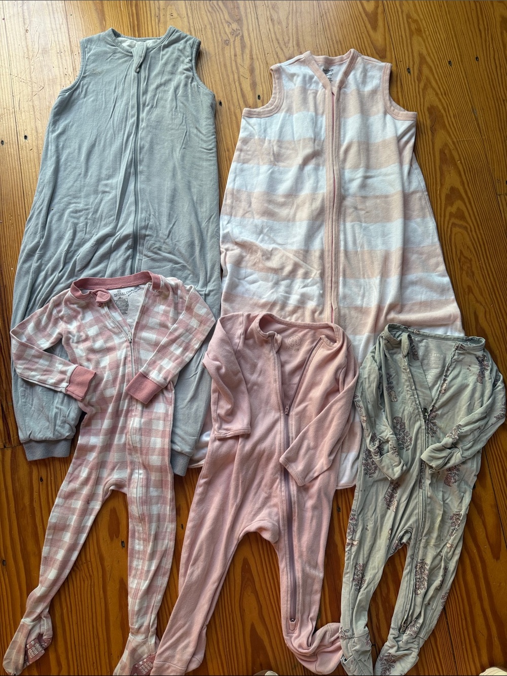 Women's Pink & Gray Sleepwear Set - Soft Zippered Sleepsacks and Footed Pajamas